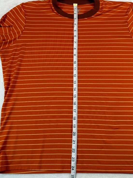 Patagonia Capilene Mens L Striped Technical Crewneck T-Shirt Orange Performance - Picture 8 of 10